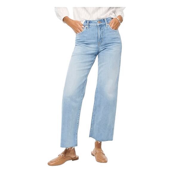 J. Crew Wide Leg Hi-Rise Cropped Jean Blue All Day Stretch Denim 27 - Picture 1 of 12